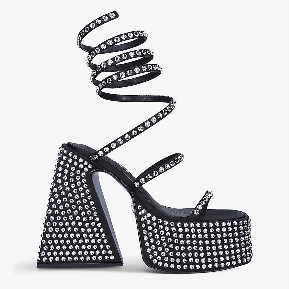 Naked Wolfe Black and Silver Studded Heels